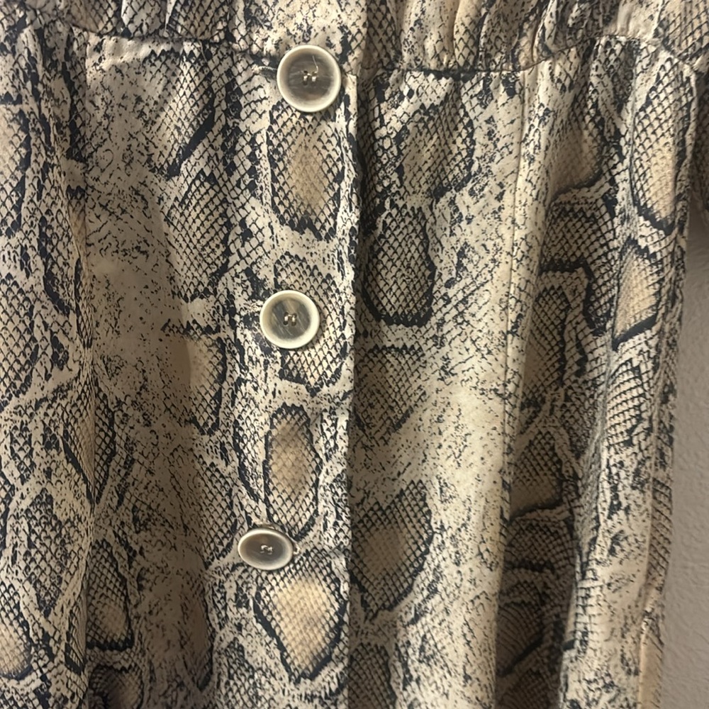 Zara Basic Snakeskin Print Button Down Dress Size… - image 2